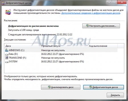 Дефрагментация дисков в Windows 7, ручная и автоматическая