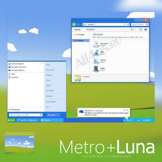 Метро + Luna – тема для семерки с элементами XP и Metro