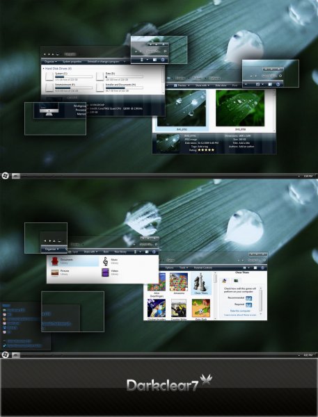 Darkclear 7 Final – стильная тёмная тема для Windows 7