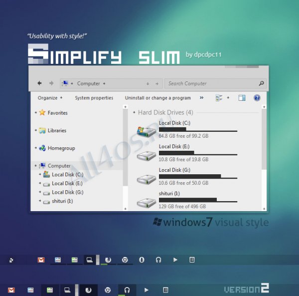 Simplify Slim – софтовая тема для семерки