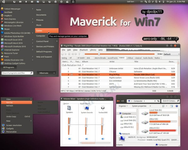 Maverick – тема для 7 в стиле Linux