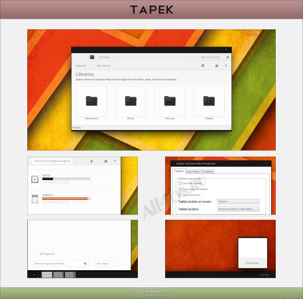 Tapek - контрастная тема для Windows 7