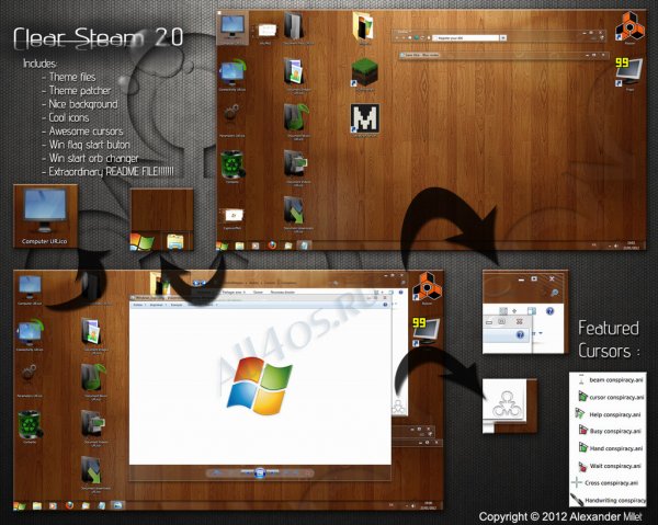 Clear Steam 2.0 - оригинальная тема для Windows 7
