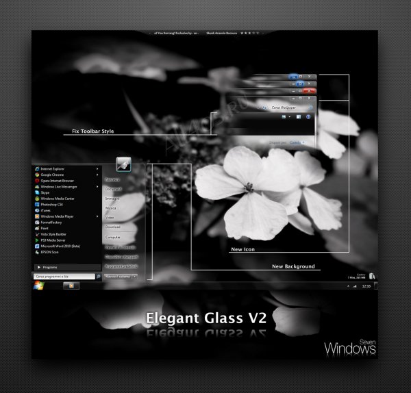 Elegant Glass V2 - стильная темная тема для Windows 7