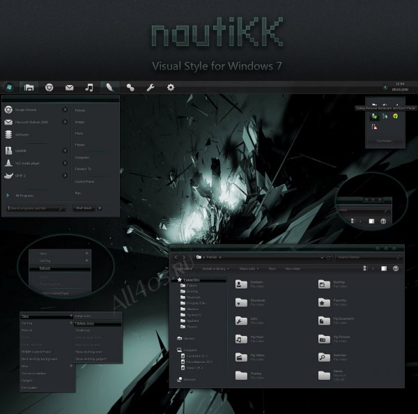 NautiKK - стильная темная тема для Windows 7