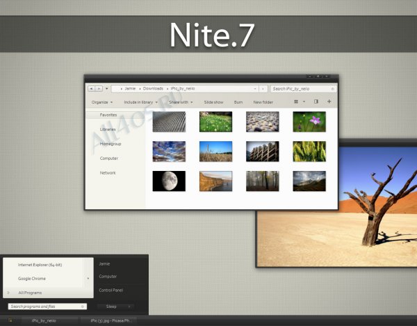 Nite VII - спокойная темная тема для Windows 7