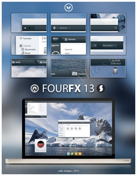 FOURFX 13 - холодная светлая тема для Windows 7