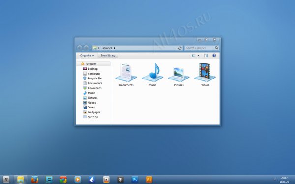 Soft7 1.8 – прозрачная синяя тема для Windows 7