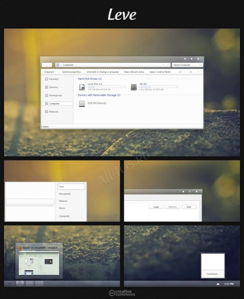 Leve - гармоничная светлая тема Windows 7