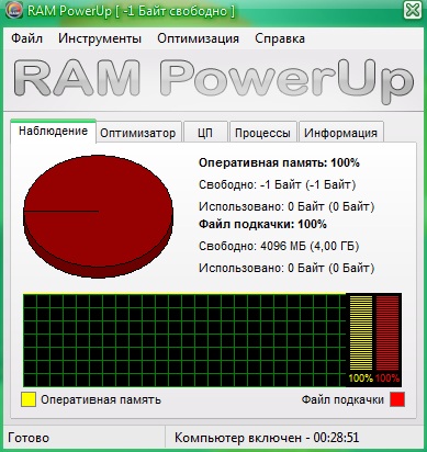 RAM PowerUp - программа для оптимизации нагрузки на железо компьютера