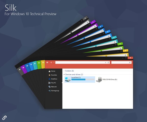 Silk – комплекс разноцветных тем для Windows 10