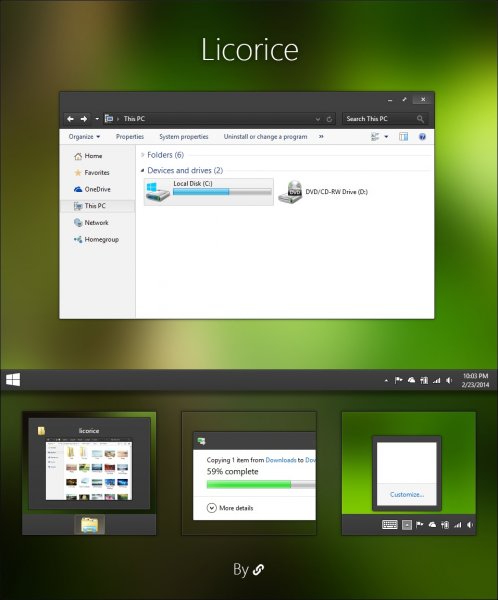 Licorice – гармоничная темная тема для Windows 10