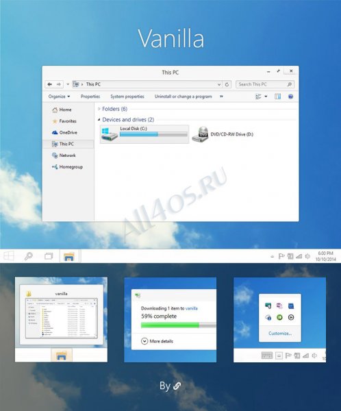 Vanilla – воздушная тема для Windows 10