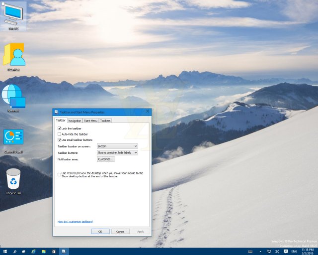 Свежие скриншоты сборки Windows 10 Pro TP Build 10022