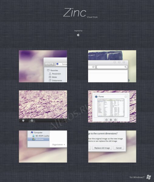Zinc - легкая тема для Windows 7 в стиле Mac OS