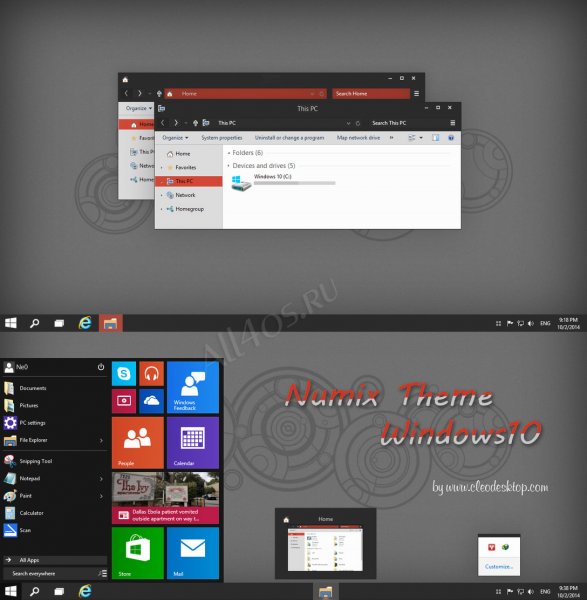 Numix Light & Dark - две стильные темы на сером фоне для Windows 10