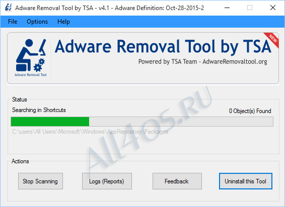Adware Removal Tool - программа для удаления вирусов из браузера