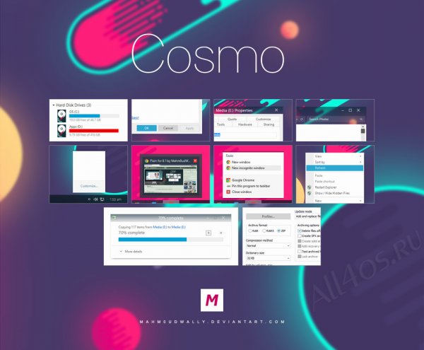 Cosmo - креативная яркая тема для Windows 8.1