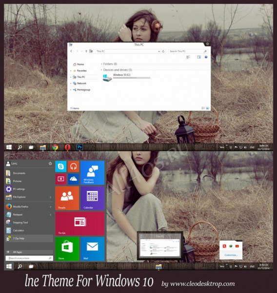 Lne — темная тема с белыми окнами для Windows 10