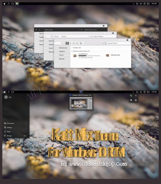 Katt Mix — темная минималистичная тема для Windows 10