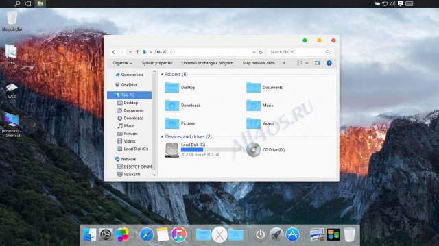 Mac OS X El Capitan – тема в стиле Mac OS X для Windows 10