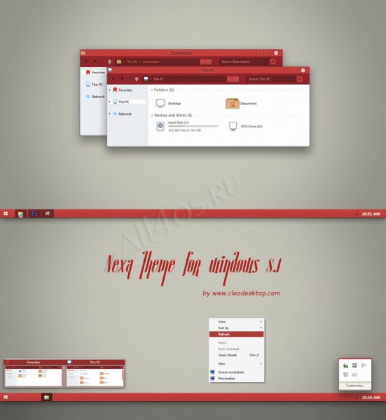 Nexa – яркая красная тема на сером фоне для Windows 8.1