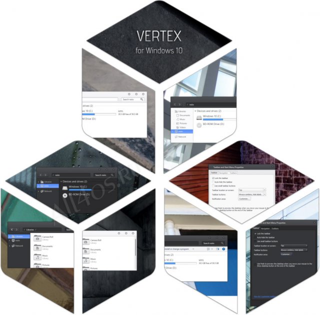 Vertex – набор стильных тем оформления для Windows 10
