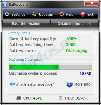 BatteryCare – программа для контроля заряда и расхода батареи ноутбука