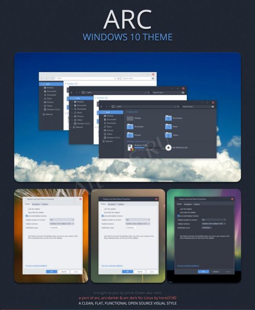 Arc – качественная минималистичная тема для Windows 10