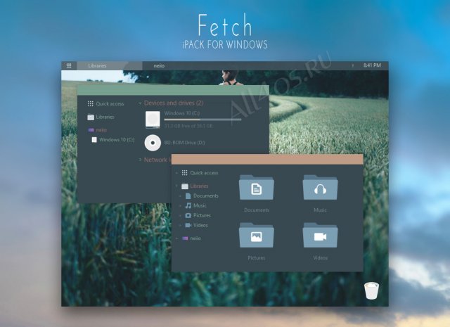 Fetch – гармоничная тема в Flat стиле для Windows 10