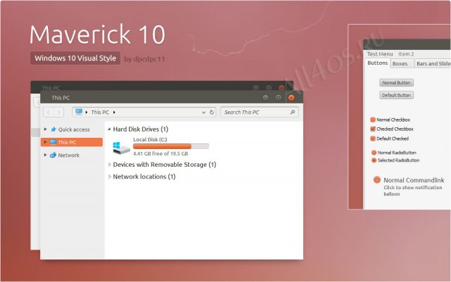 Maverick – светлая тема с темными рамками для Windows 10