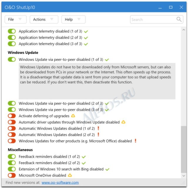 O&O ShutUp10 – бесплатная программа антишпион для Windows 10