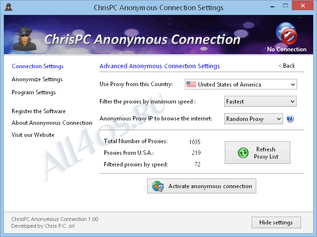 ChrisPC Anonymous Proxy – программа для анонимного пользования интернетом