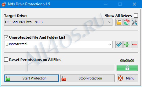 Ntfs Drive Protection – программа для защиты USB-флешек от записи