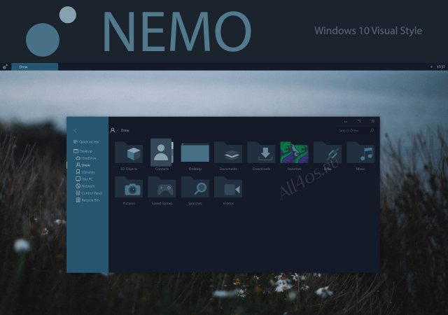 Nemo — стильная темная Flat тема для Windows 10